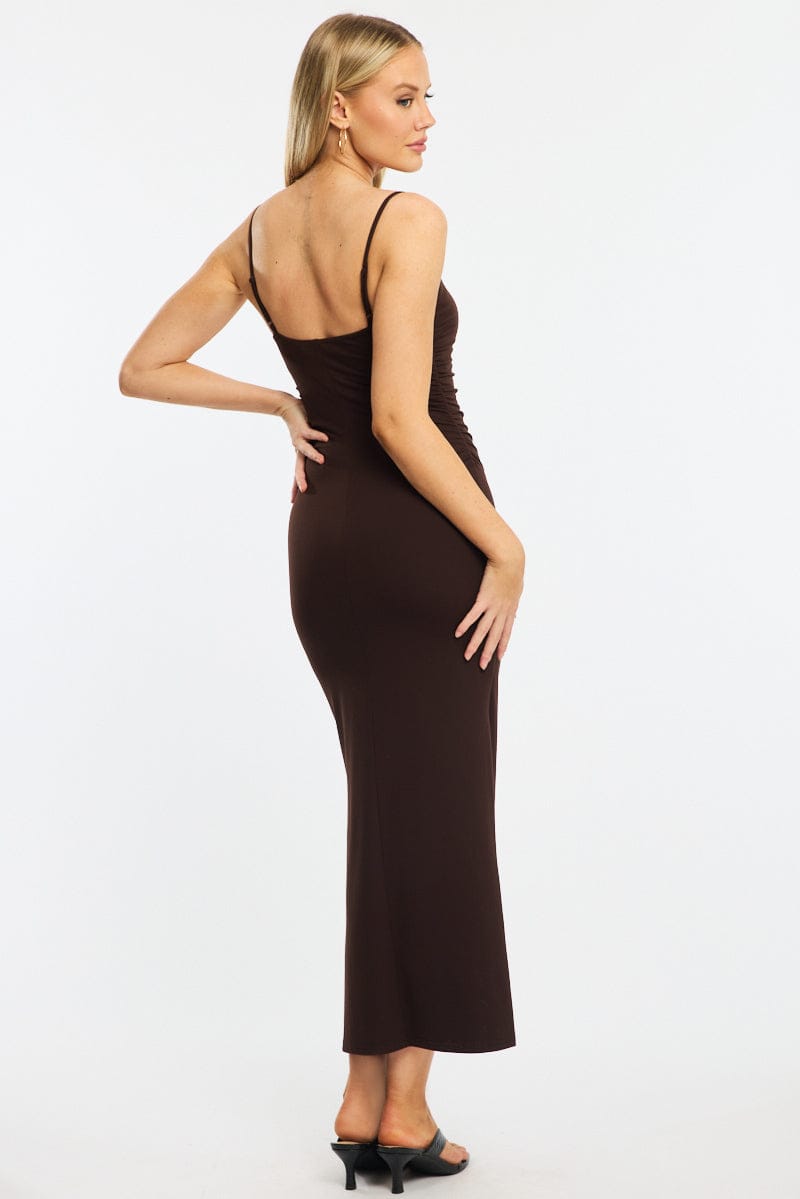 Brown Bodycon Dress Maxi