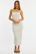 White Polka Dot Bodycon Dress Maxi