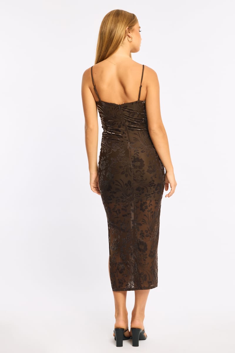 Brown Bodycon Dress Sleeveless
