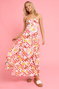 Red Abstract Maxi Dress Strappy