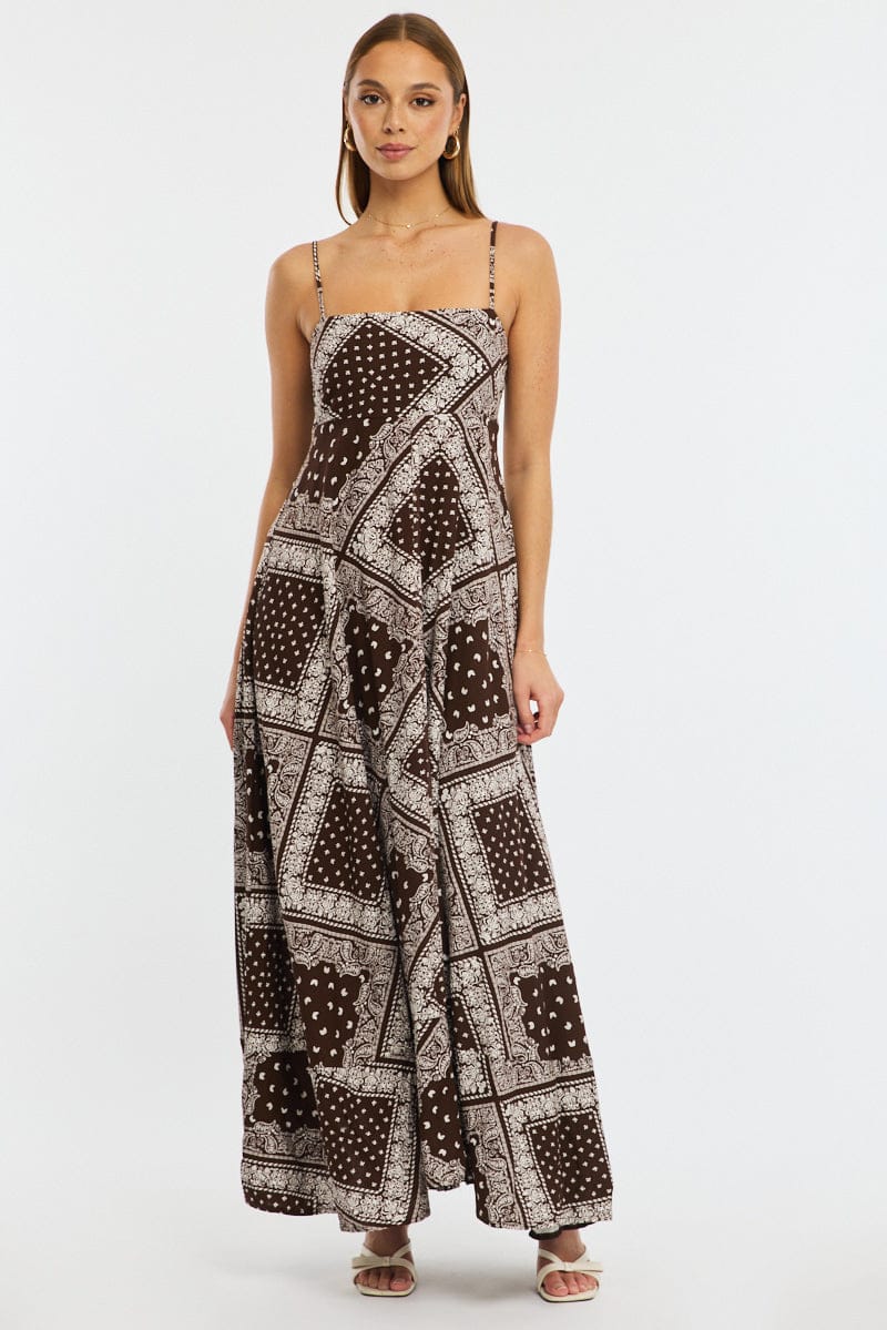Brown Boho Maxi Dress Strappy