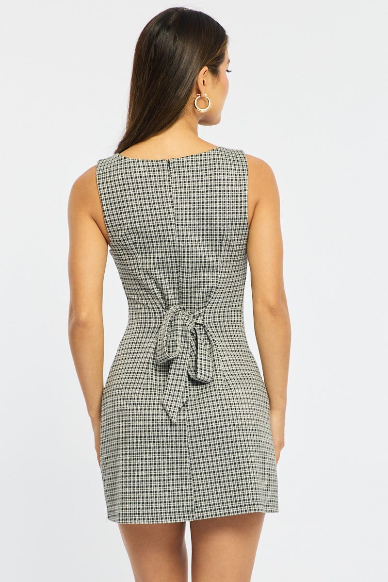 Black Check Bodycon Dress Mini Check