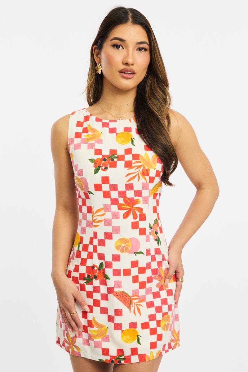 Multi Abstract Bodycon Dress Mini