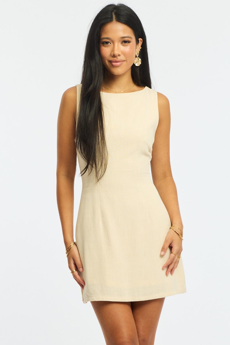 Beige Bodycon Dress Mini