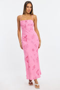 Pink Abstract Midi Dress Strappy