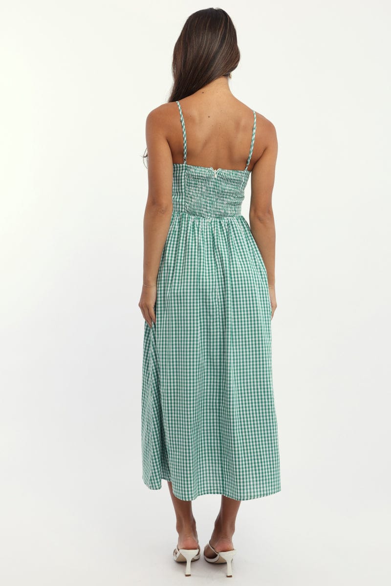 Green Check Maxi Dress Tank Top