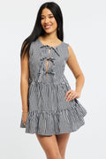 Black Check Mini Dress Ribbon