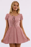 Red Check Mini Dress Ribbon