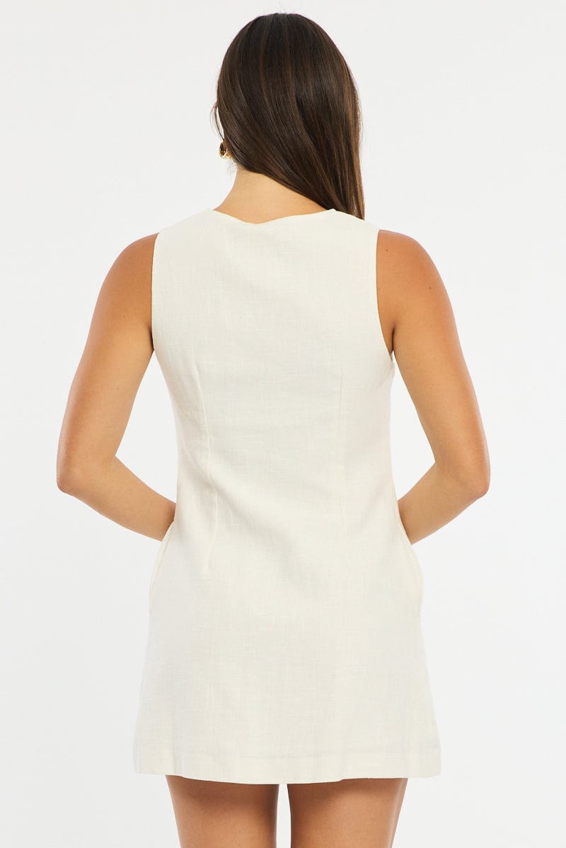 White Mini Dress Button Down