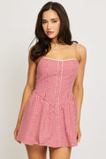 Red Check Mini Dress Strappy