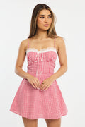 Red Check Mini Dress Strappy