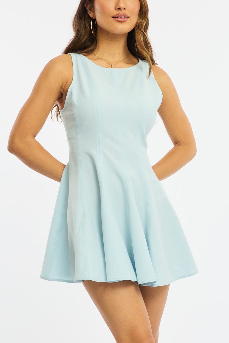 Blue Mini Dress Sleeveless