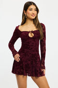 Red Fit And Flare Dress Long Sleeve Burn