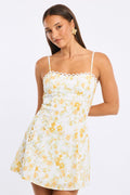 Yellow Floral Mini Dress Strappy