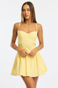 Yellow Fit And Flare Dress Back Tie