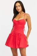 Red Fit And Flare Dress Back Tie