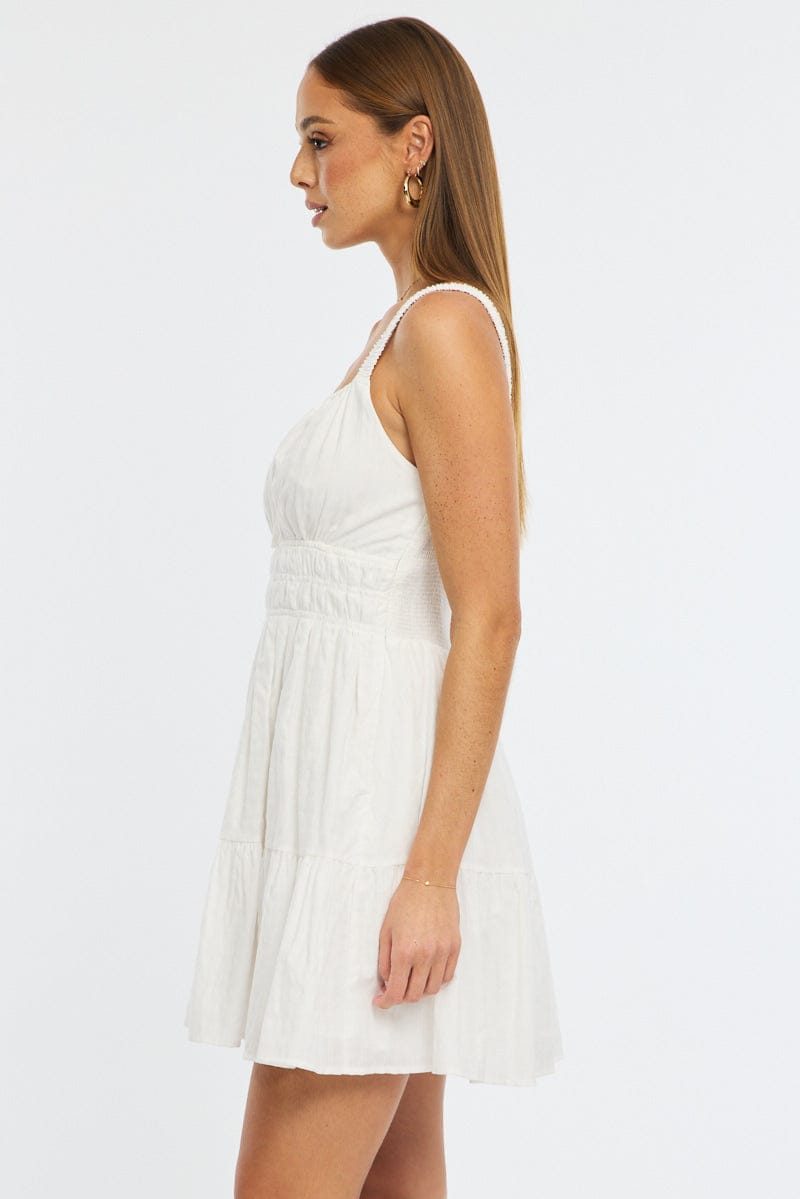 White Fit And Flare Dress Mini