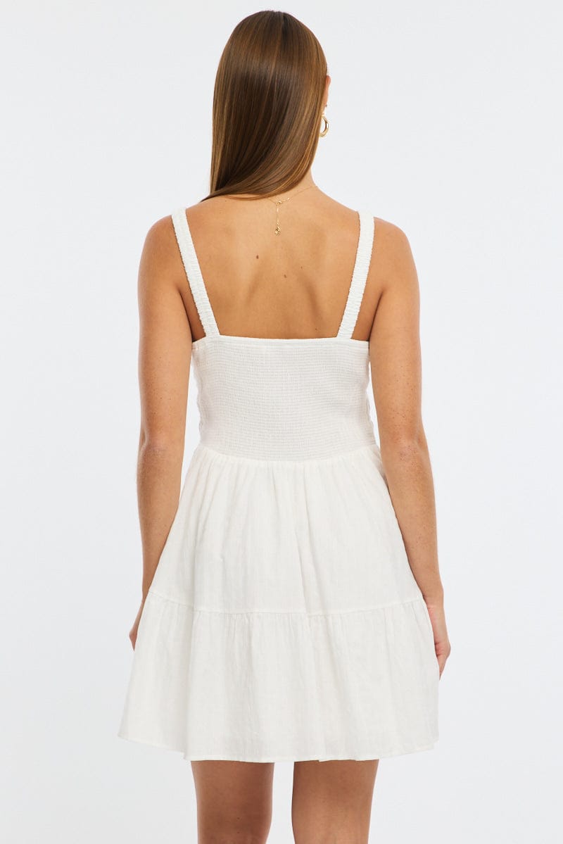 White Fit And Flare Dress Mini