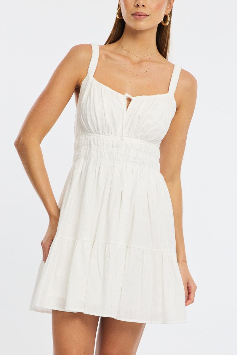White Fit And Flare Dress Mini