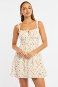 Red Ditsy Fit And Flare Dress Mini