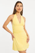 Yellow Halter Neck Mini Dress