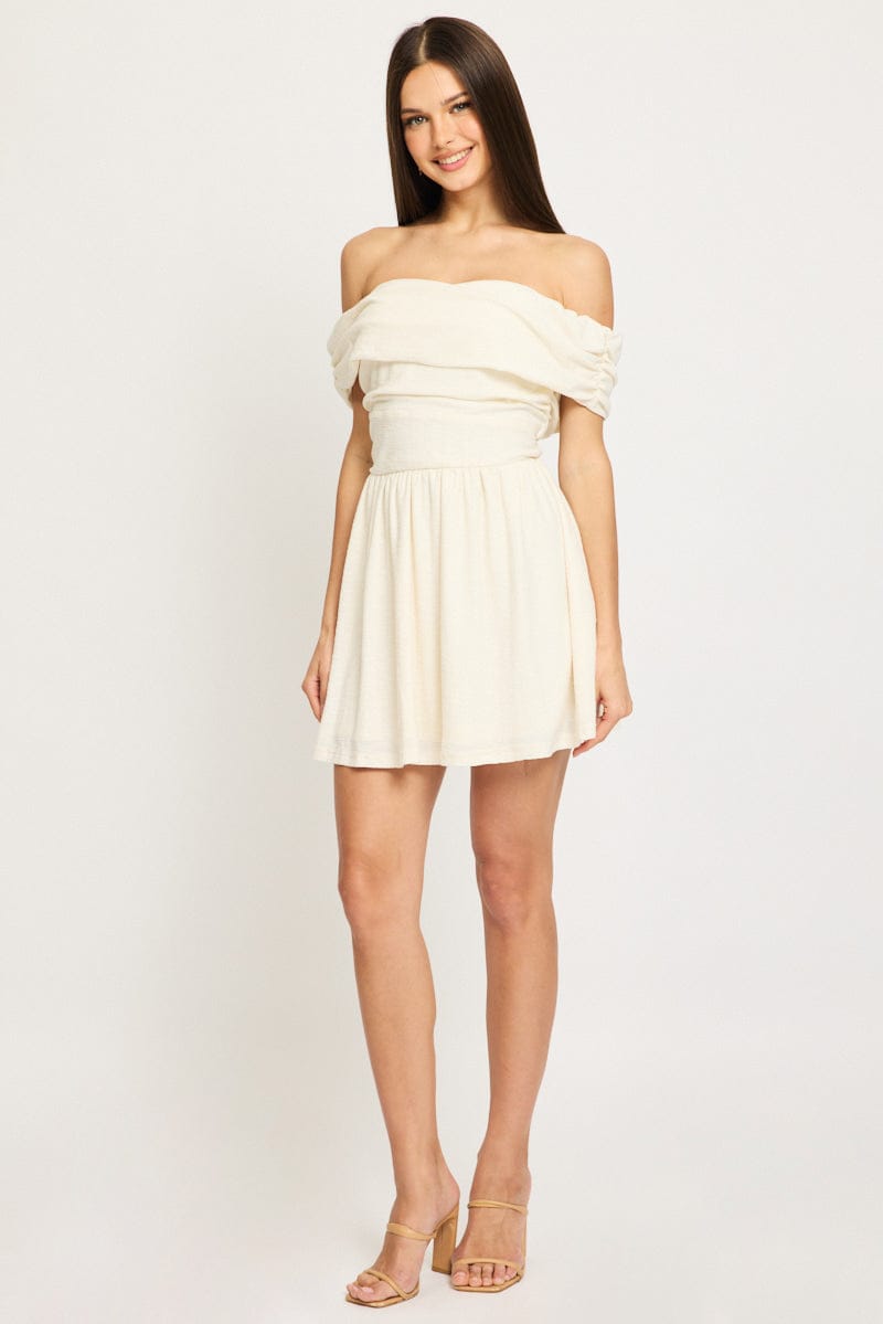 White Off Shoulder Mini Dress