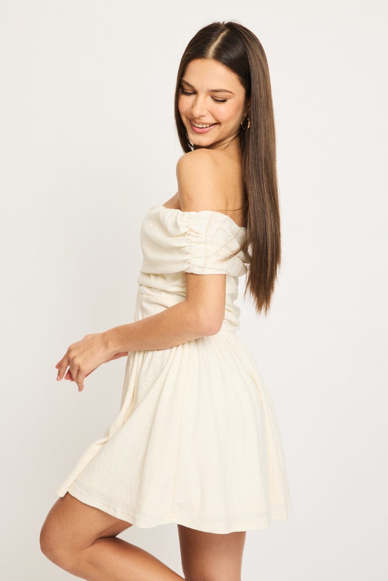 White Off Shoulder Mini Dress