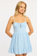 Blue Fit And Flare Dress Mini