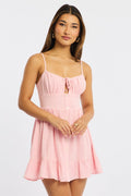 Pink Fit And Flare Dress Mini