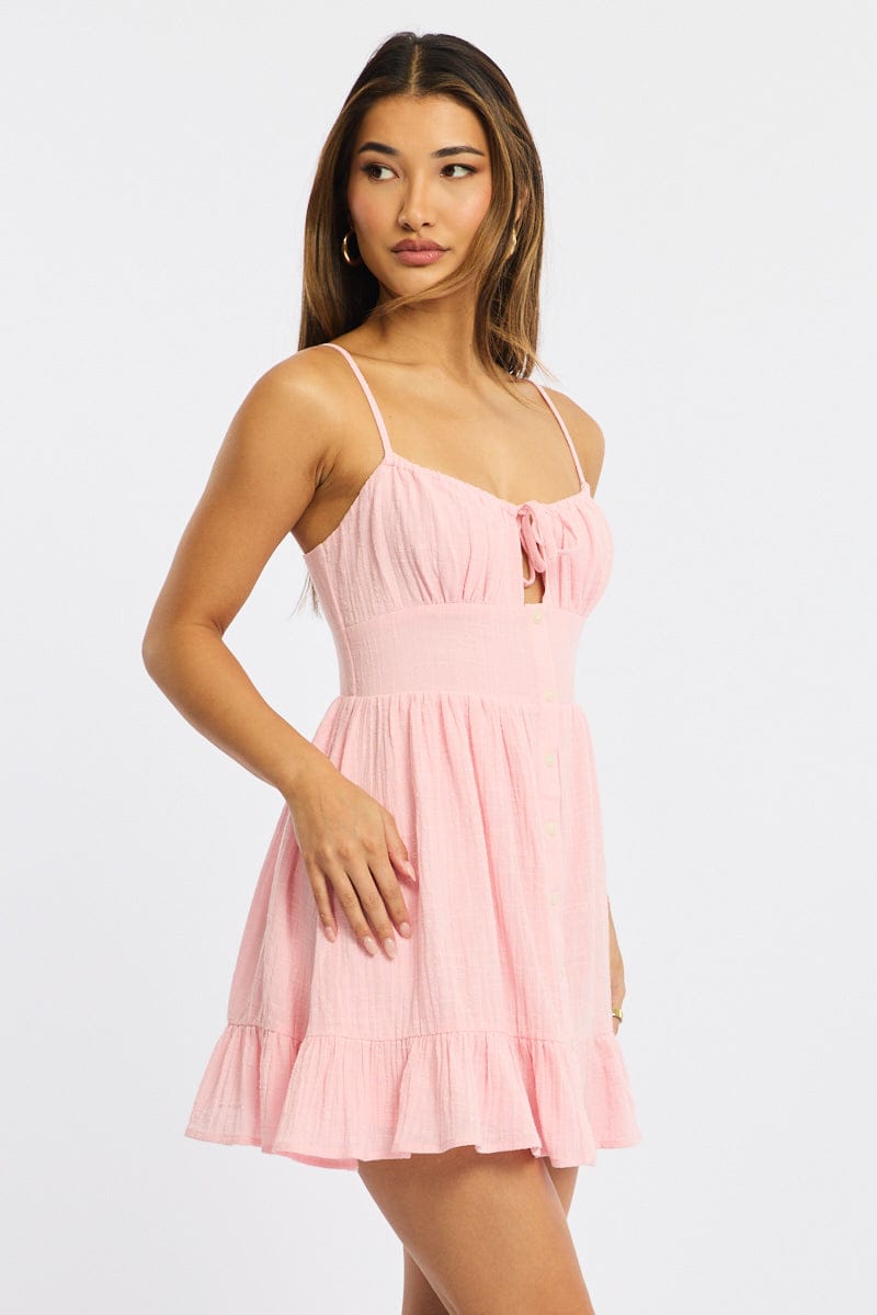 Pink Fit And Flare Dress Mini