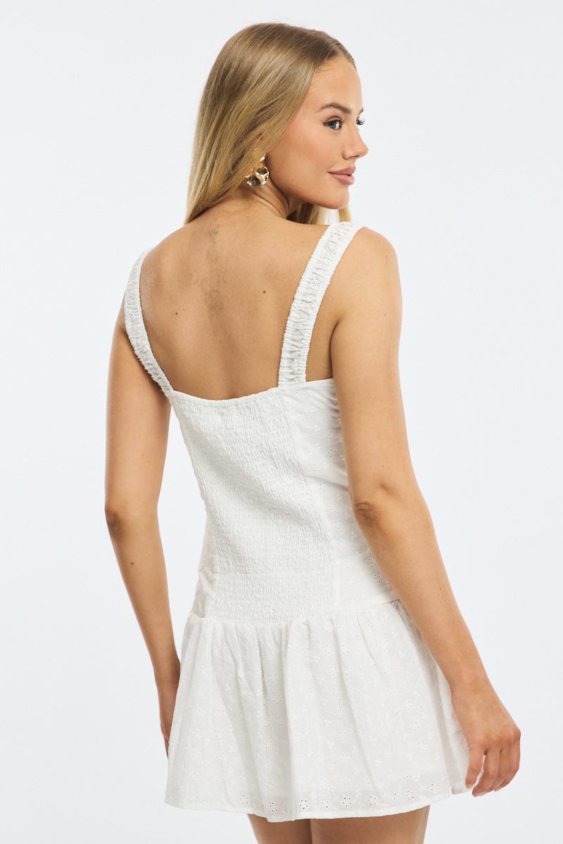 White Mini Dress Eyelet Fabric