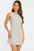Black Stripe Mini Dress Boat Neck