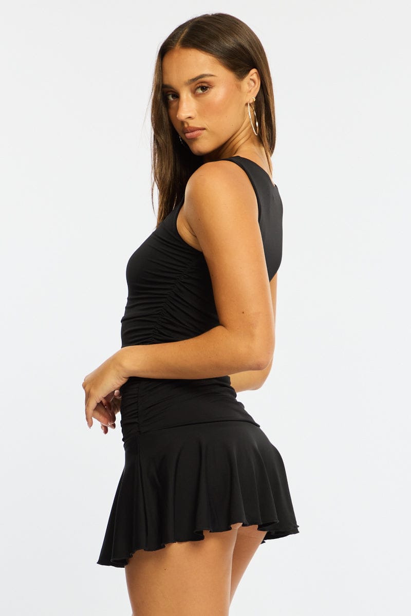 Black Mini Dress Boat Neck