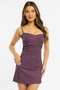Brown Polka Dot Mini Dress Strappy