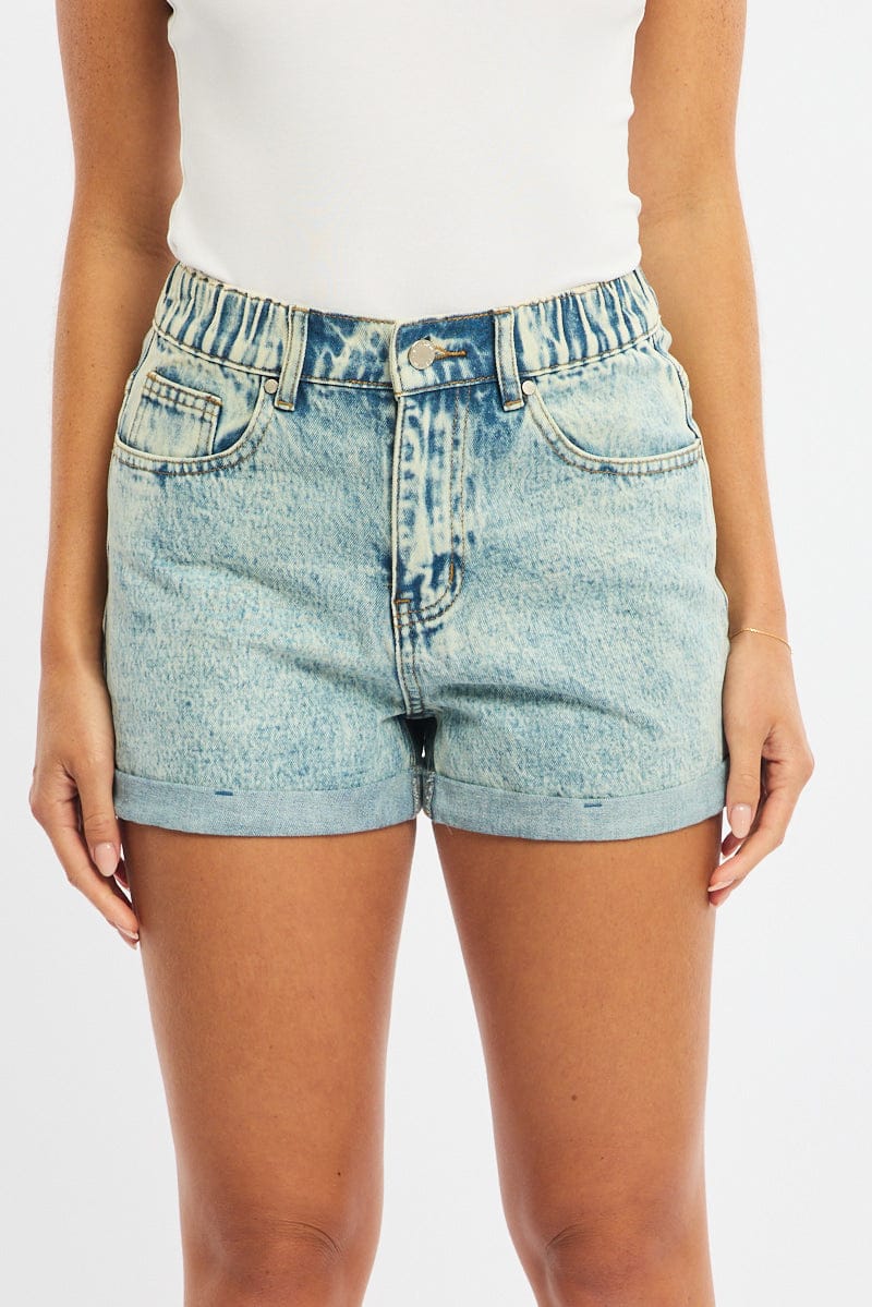Denim Relaxed Shorts Mid Rise