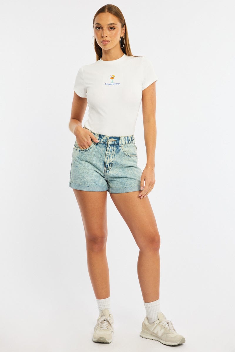 Denim Relaxed Shorts Mid Rise
