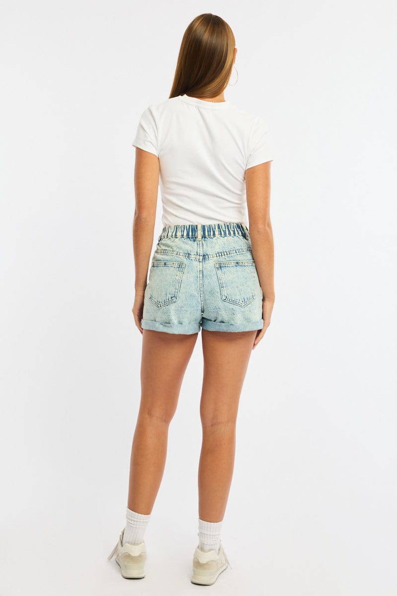 Denim Relaxed Shorts Mid Rise