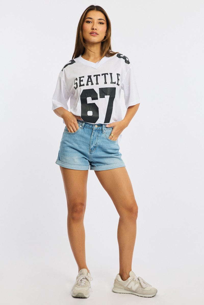 Denim Relaxed Shorts Mid Rise