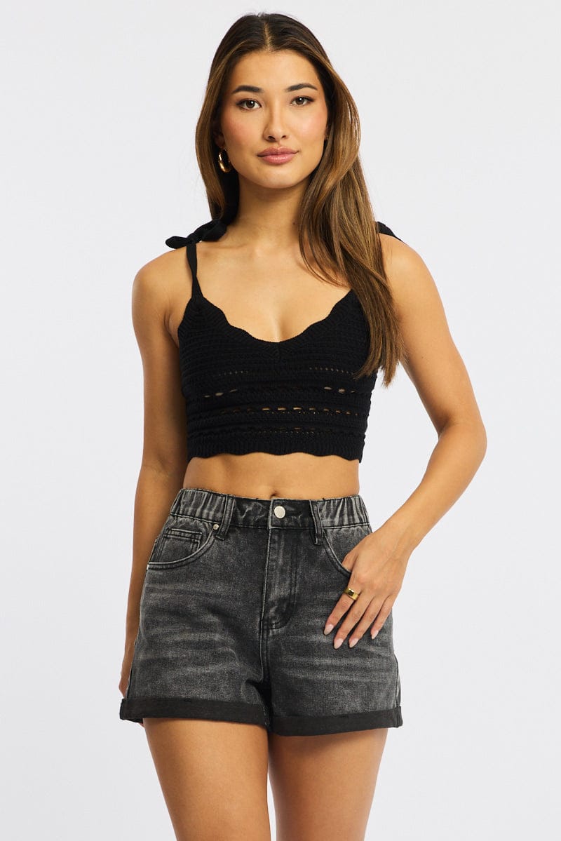 Denim Relaxed Shorts Mid Rise