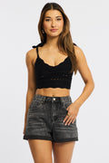 Denim Relaxed Shorts Mid Rise
