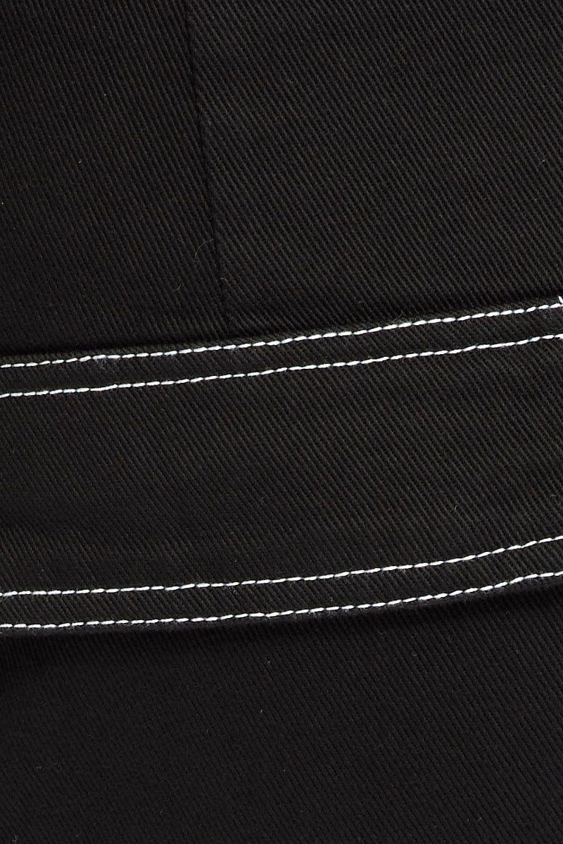 Black Cargo Shorts Contrast Stitching