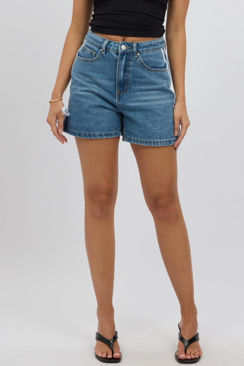 Denim Relaxed Shorts Ribbon