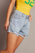 Denim Relaxed Shorts Mid Rise