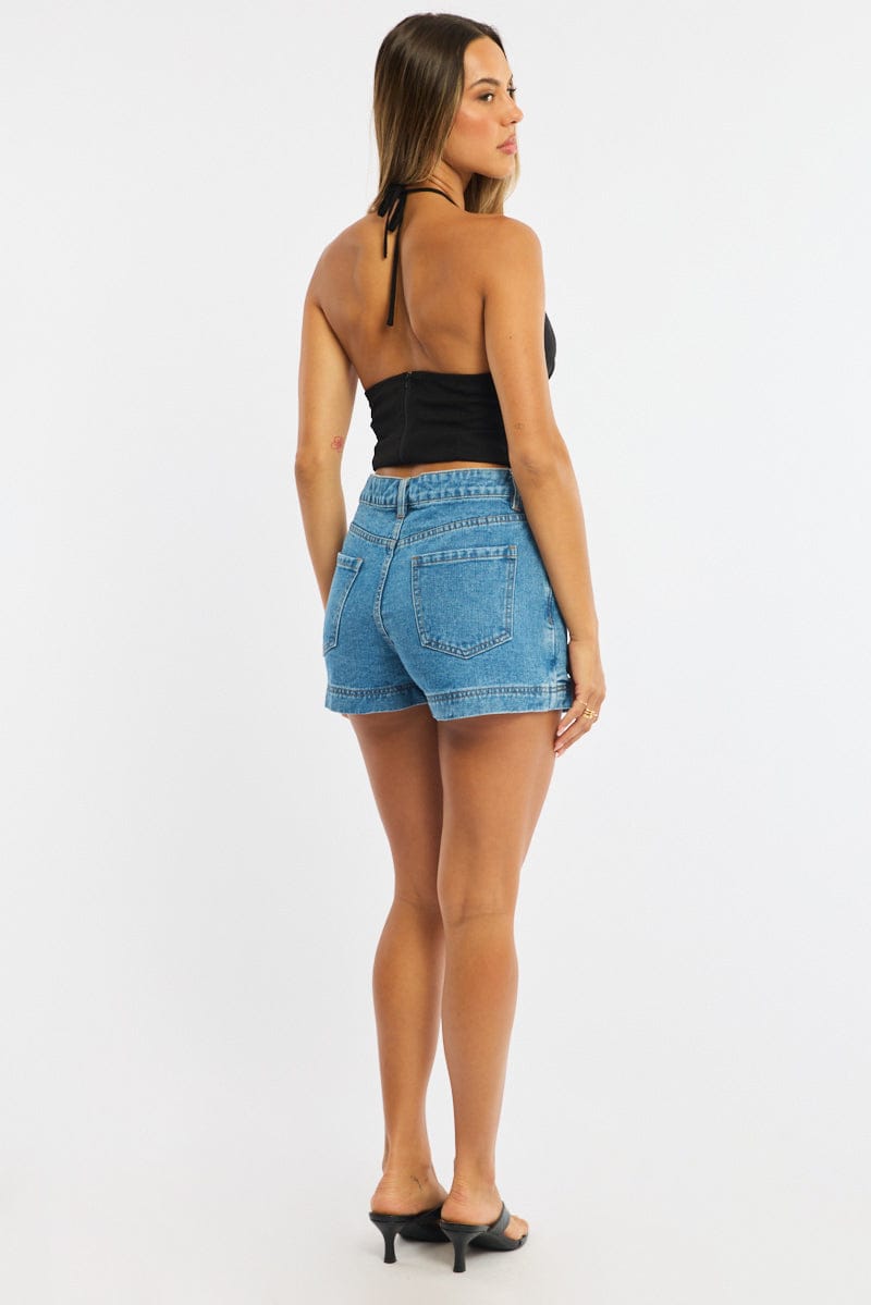 Denim Skorts Skirt High Rise