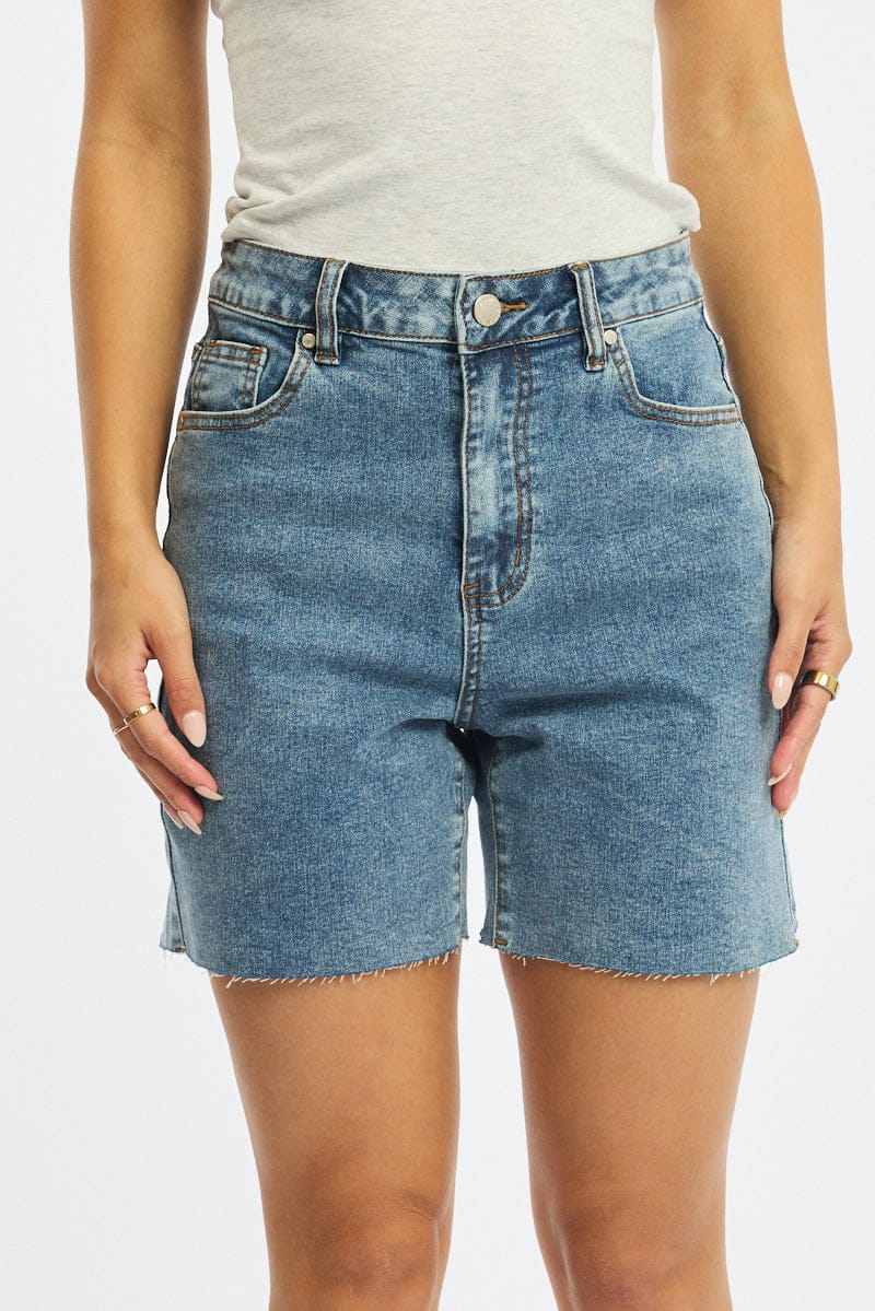 Denim Burmuda Shorts Mid Rise