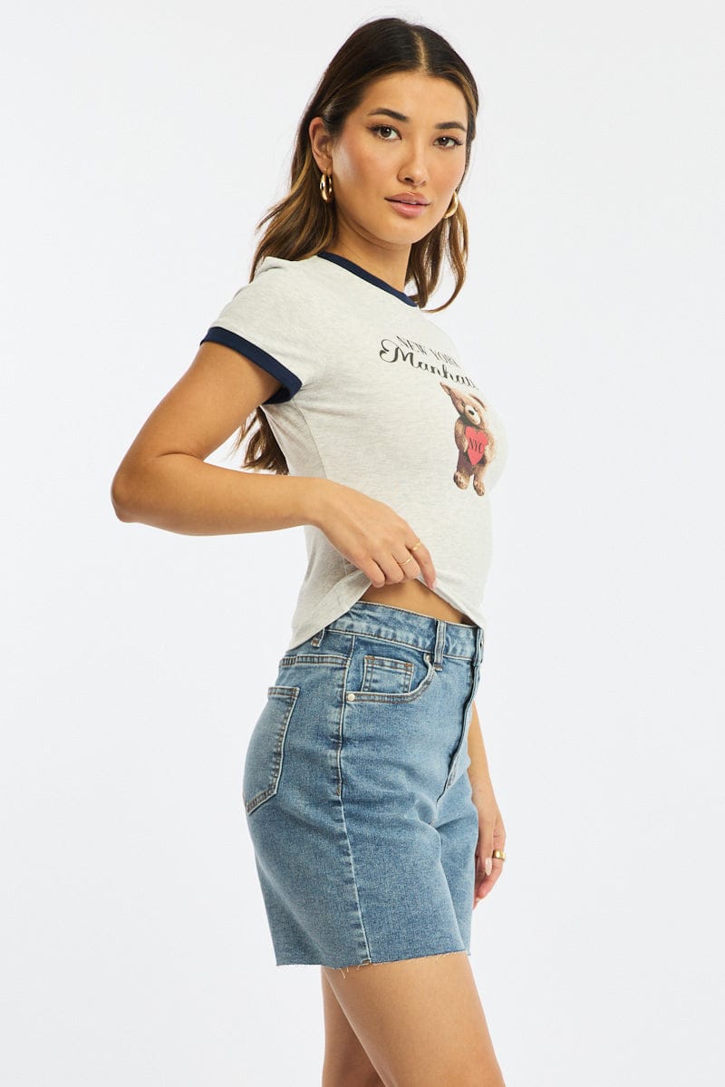 Denim Burmuda Shorts Mid Rise
