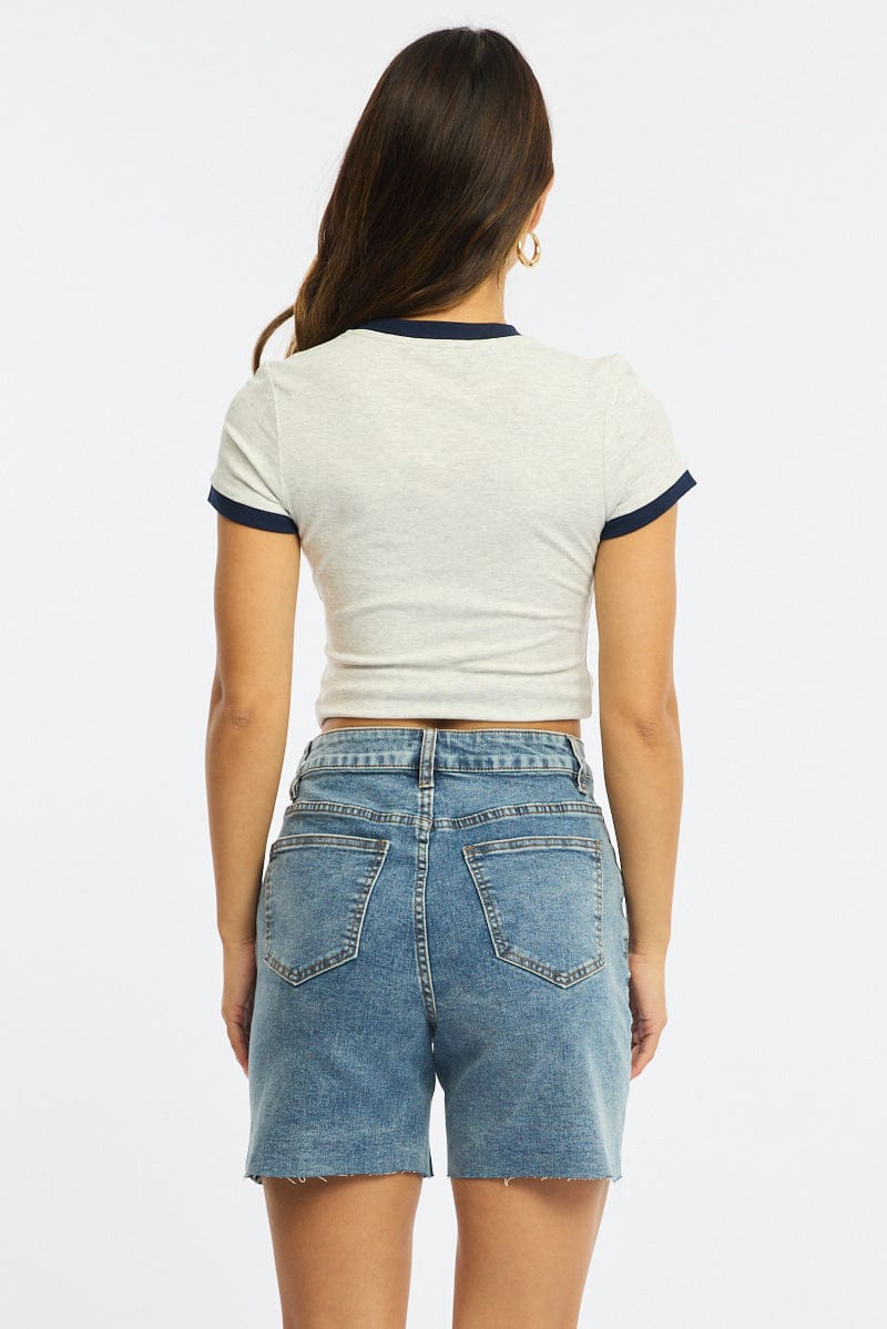 Denim Burmuda Shorts Mid Rise