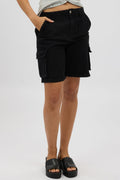 Black Cargo Shorts High Rise
