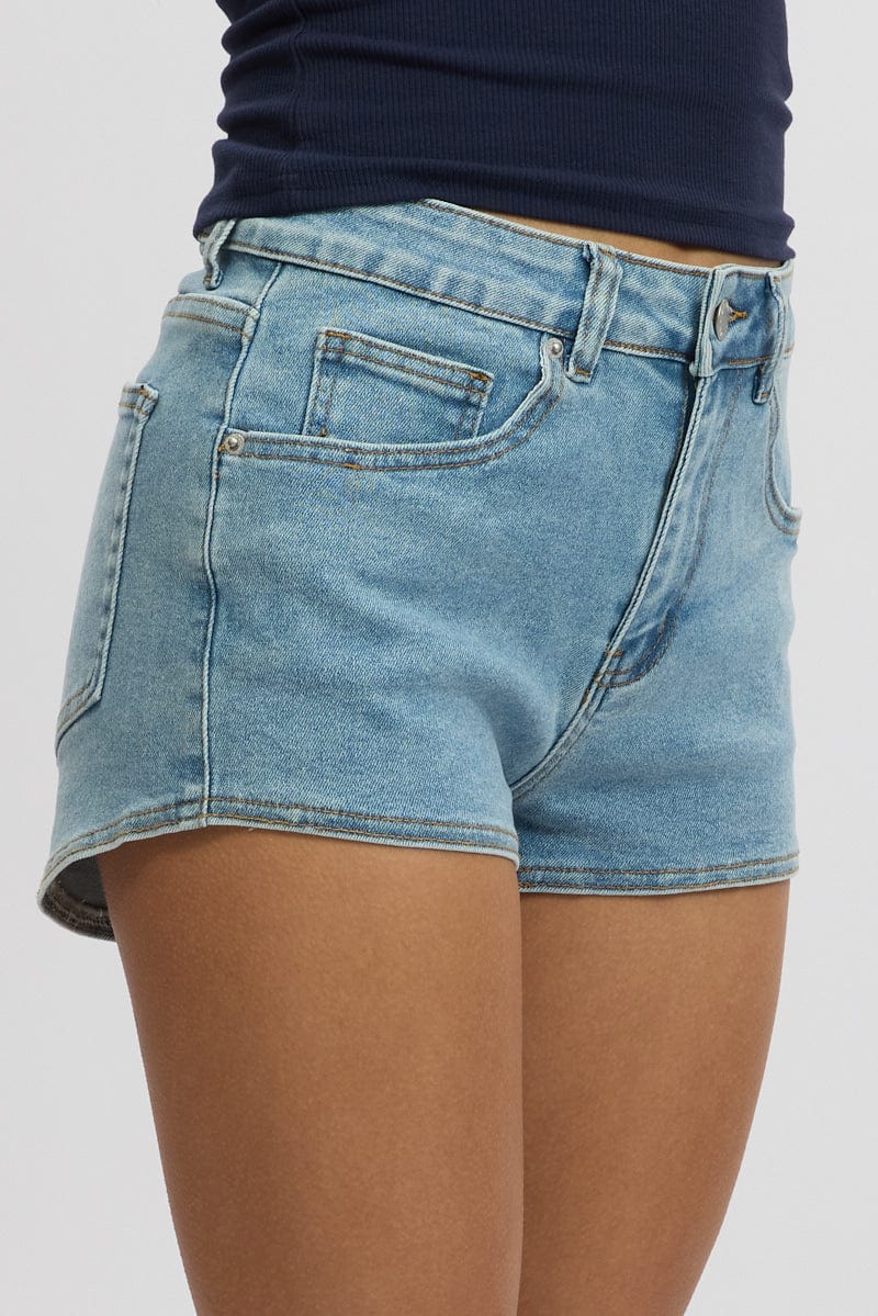 Denim Micro Shorts Low Rise
