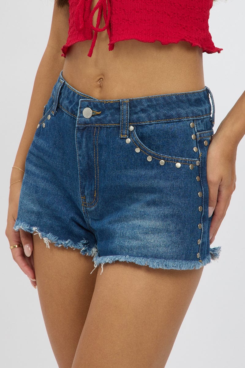 Denim Micro Shorts Stud